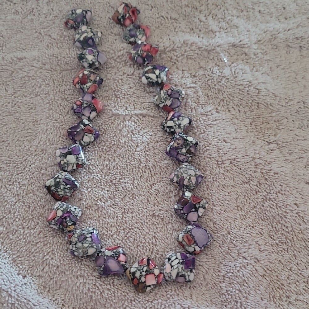 Purple & Rose Mosaic Magnesite Bead Strand